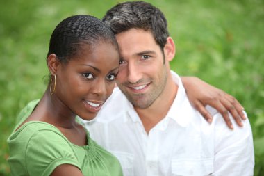 Interracial couple clipart