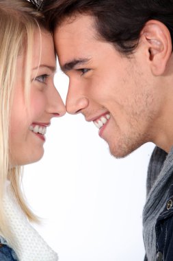 Couple with noses together clipart