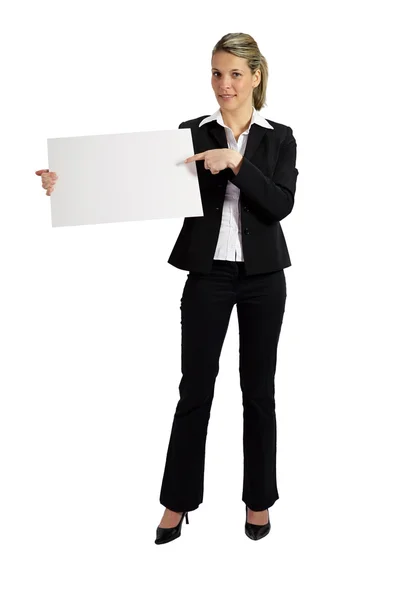 Femme d'affaires avec un tableau blanc — Photo