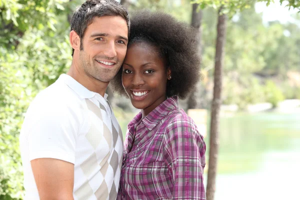 Couple in love on a countryside stroll — Stock Photo, Image