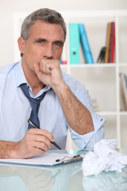 Man making himself sick from stress clipart