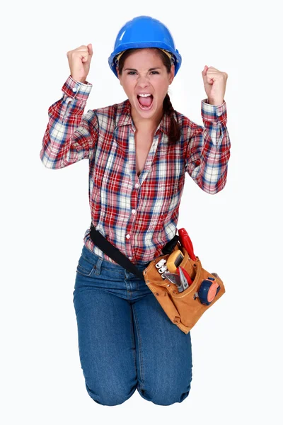 A ecstatic female worker. — Stock Photo, Image