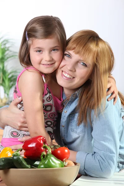 Portrait of little girl and her mom — Stock Photo, Image