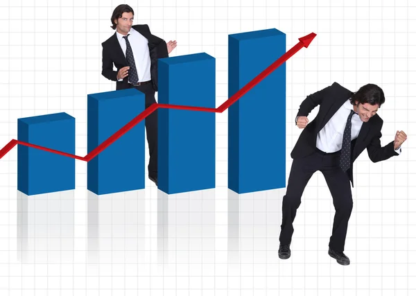 Happy businessman with increasing chart — Stock Photo, Image