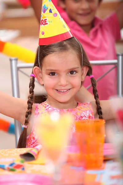 Young girl at a birthday party — Stock Photo, Image