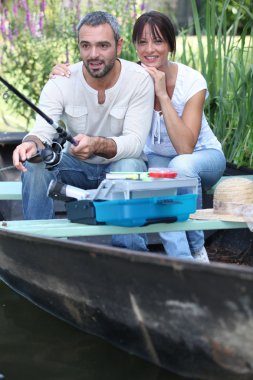 Married couple fishing clipart