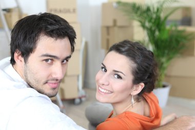 Couple moving house clipart