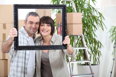Couple moving in new flat clipart
