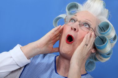 Elderly woman in shock clipart