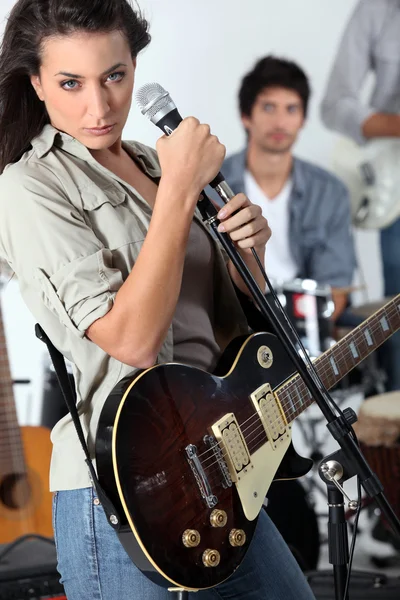 Singer in a rock band — Stock Photo, Image