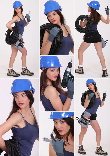 Collage of a tradeswoman — Stock Photo, Image