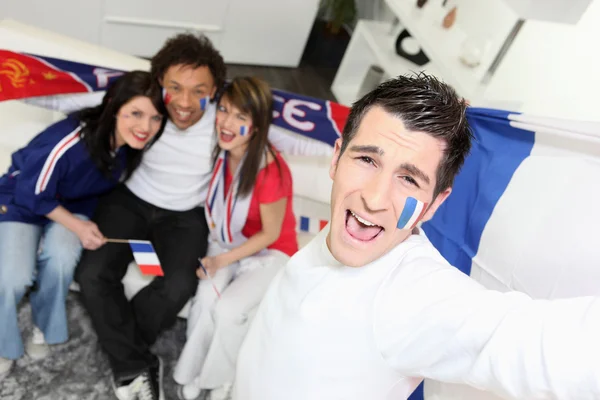 フランスのフットボールのファンを祝う — ストック写真