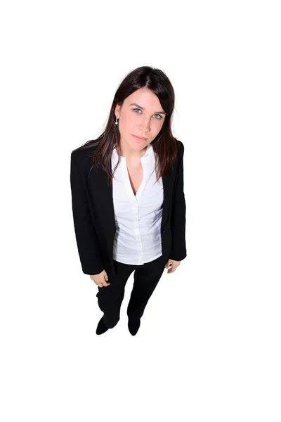 Självsäker kvinna i byxa kostym — Stockfoto