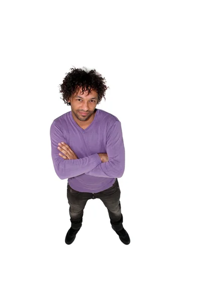 Afro-Amerikaanse man die op witte achtergrond — Stockfoto