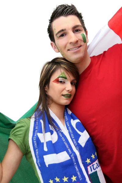 Italské fotbalové fanoušky — Stock fotografie