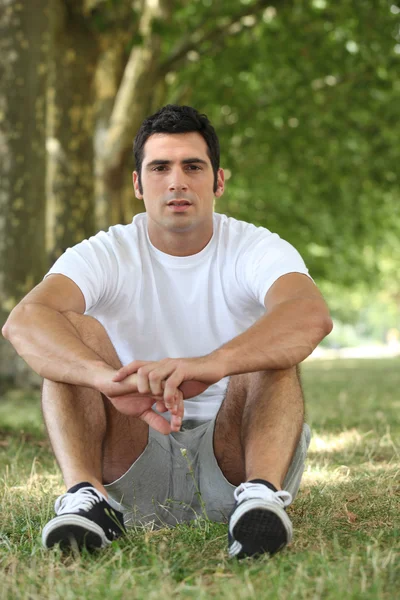 After half an hour jogging, a little break. — Stock Photo, Image