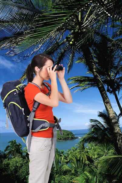 Turist med fotografi — Stockfoto
