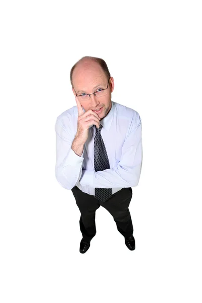 Bald businessman wearing glasses Stock Photo