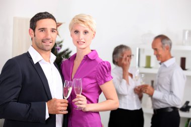 Couple having a get-together clipart