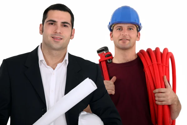 Architect and plumber — Stok fotoğraf