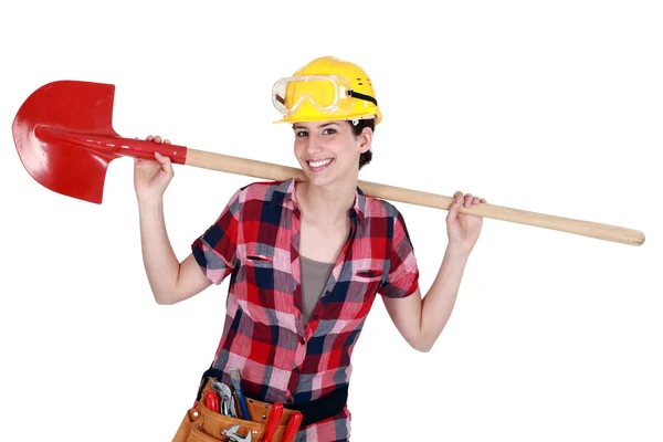 Byggnadsarbetare med spade — Stockfoto