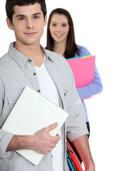 Students holding folders — Stock Photo, Image