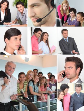 Collage showing office workers clipart