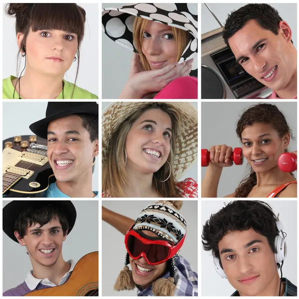 Un collage di adolescenti — Foto Stock