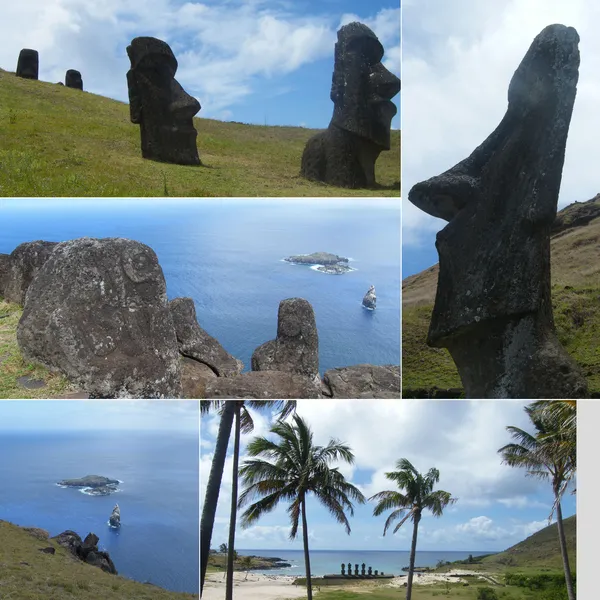 Fotomontaż-Wyspa Wielkanocna — Zdjęcie stockowe