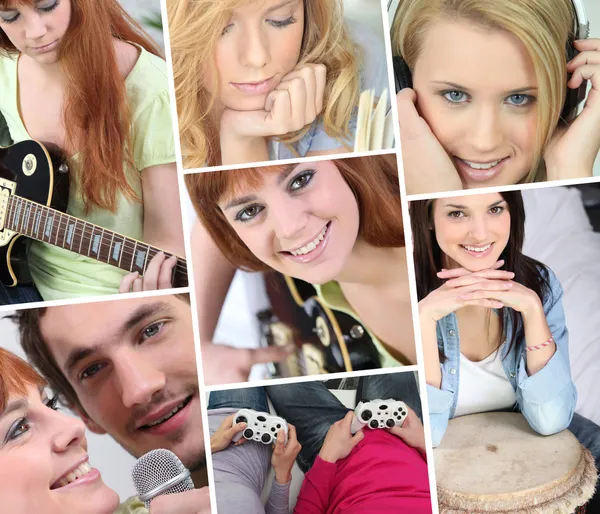 Un collage di ragazze adolescenti — Foto Stock