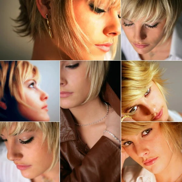 Portrætter af en ung blond kvinde - Stock-foto