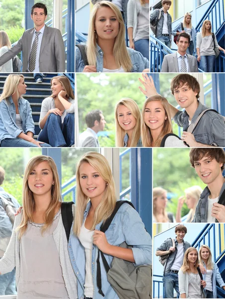 Leraar en leerlingen in een college — Stockfoto