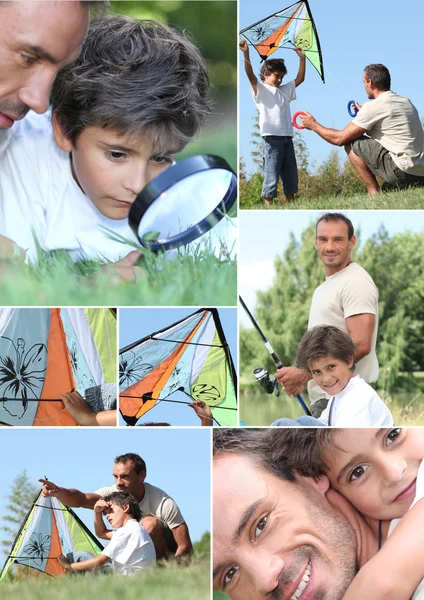 Man and little boy with kite — Stock Photo, Image
