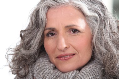 Portrait of a woman with thick grey hair clipart