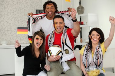 German football fans at home clipart