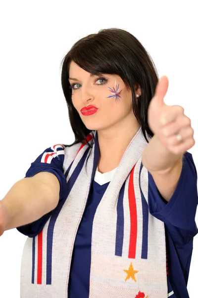 Female French football fan — Stock Photo, Image