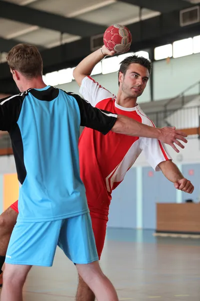 Handball players in action — Stock Photo, Image