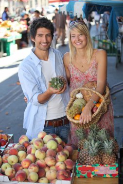 Couple at market clipart