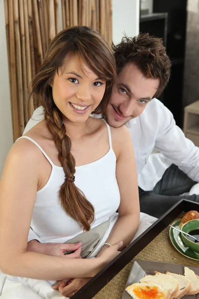Par som äter frukost — Stockfoto