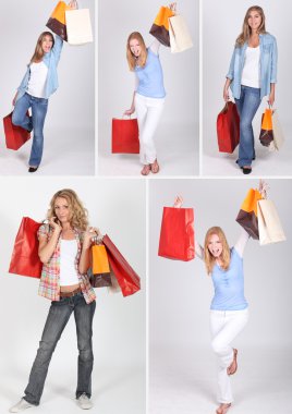 Women and shopping bags clipart