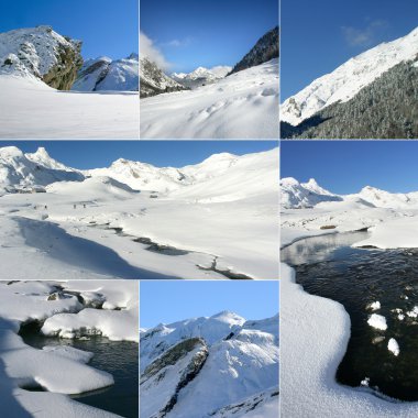 Collage of wintry landscapes clipart