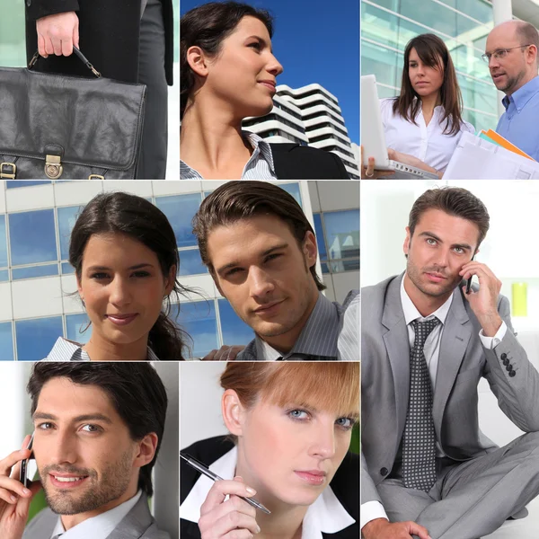 Colagem de profissionais de negócios no trabalho — Fotografia de Stock