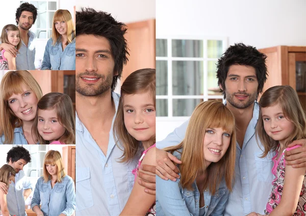 Portretten van een man, een vrouw en een klein meisje — Stockfoto
