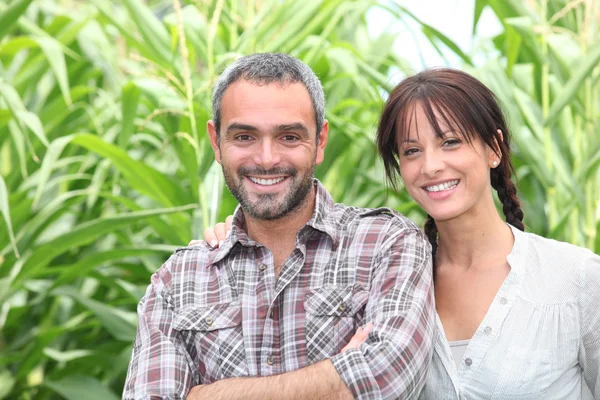 Paar stand von Pflanzen umgeben — Stockfoto