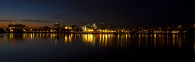 Peoria riverfront at night wide clipart