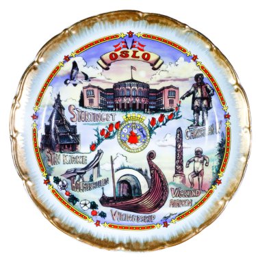 Souvenir plate depicting the Oslo clipart