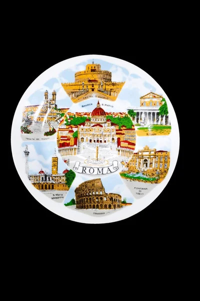 Assiette souvenir représentant la Rome — Photo