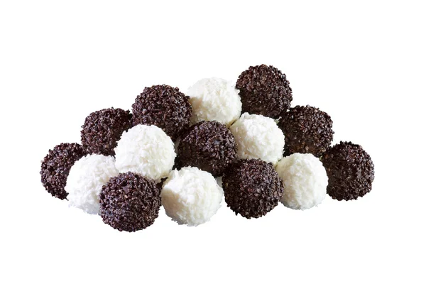 Pyramid of sweets of white and dark chocolate — Stock Photo, Image