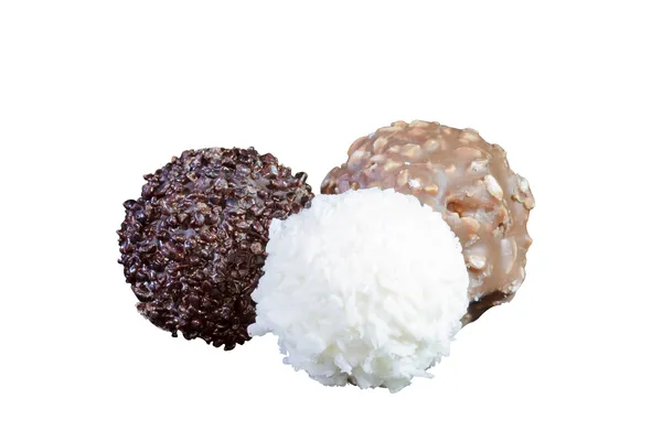 Три роскошных шоколада в белом, черном и молочном шоколаде — стоковое фото