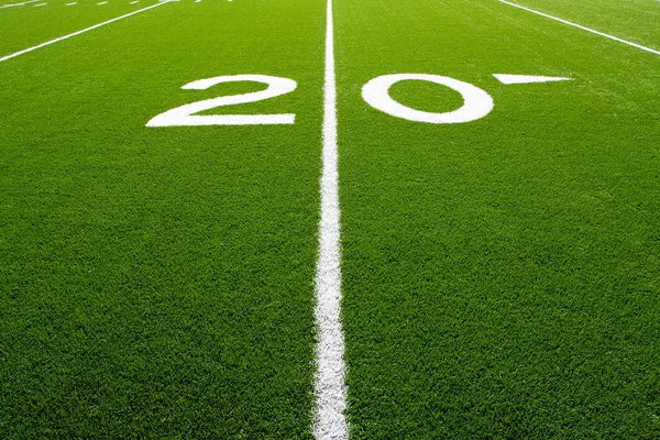 Linea di venti yard campo di football americano — Foto Stock